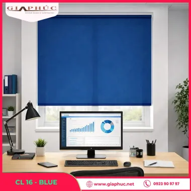 Rèm Cuốn Trơn Màu Xanh - Blue