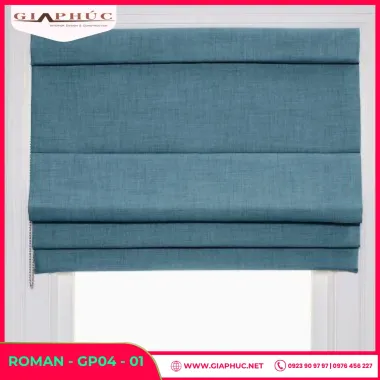 Rèm Roman Màu Xanh Ngọc Phong Cách Hiện Đại