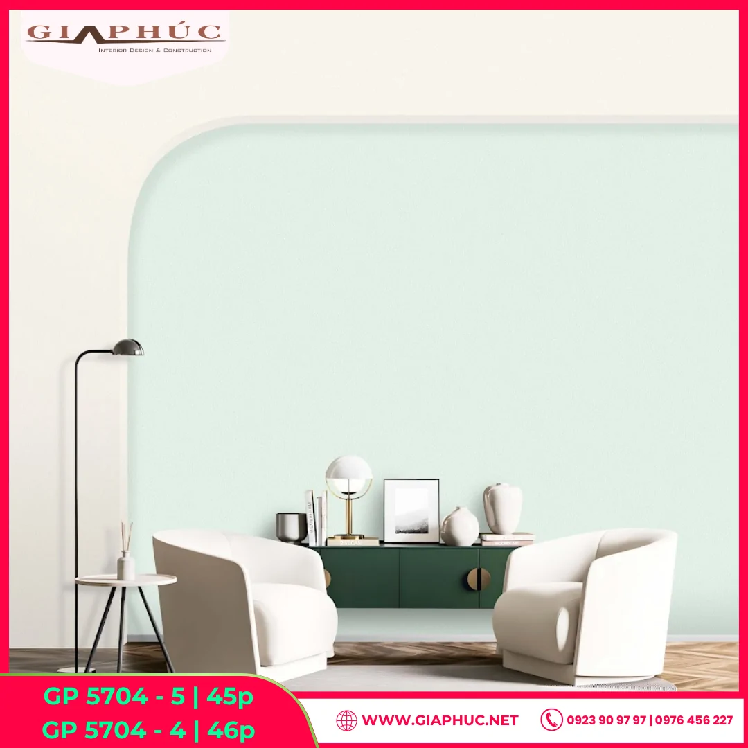 Giấy Dán Tường Màu Xanh Ngọc GP5704 - 4 5