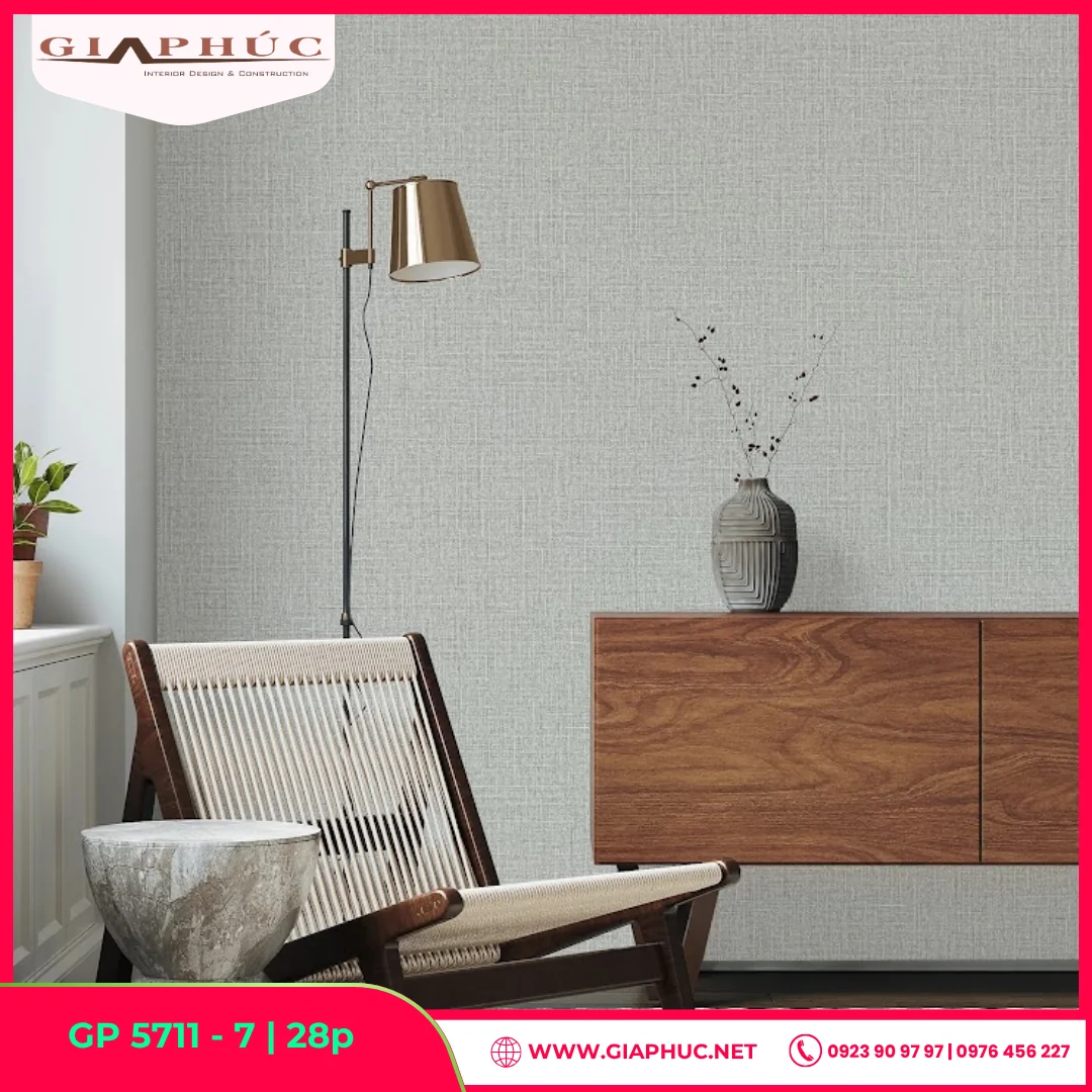 Giấy Dán Tường Vân Vải Linen Ghi Sáng GP5711 - 7 