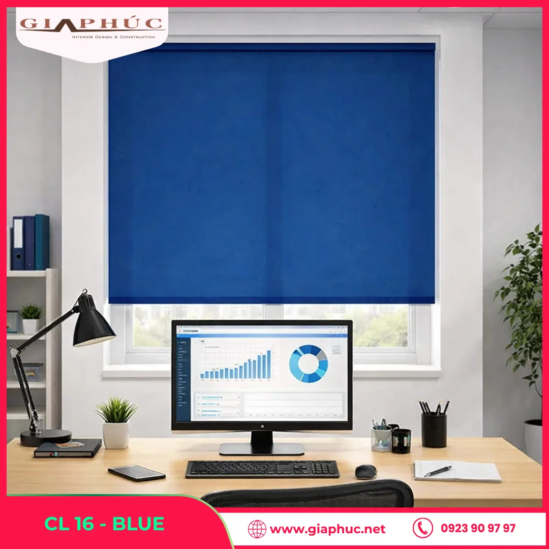 Rèm Cuốn Trơn Màu Xanh - Blue
