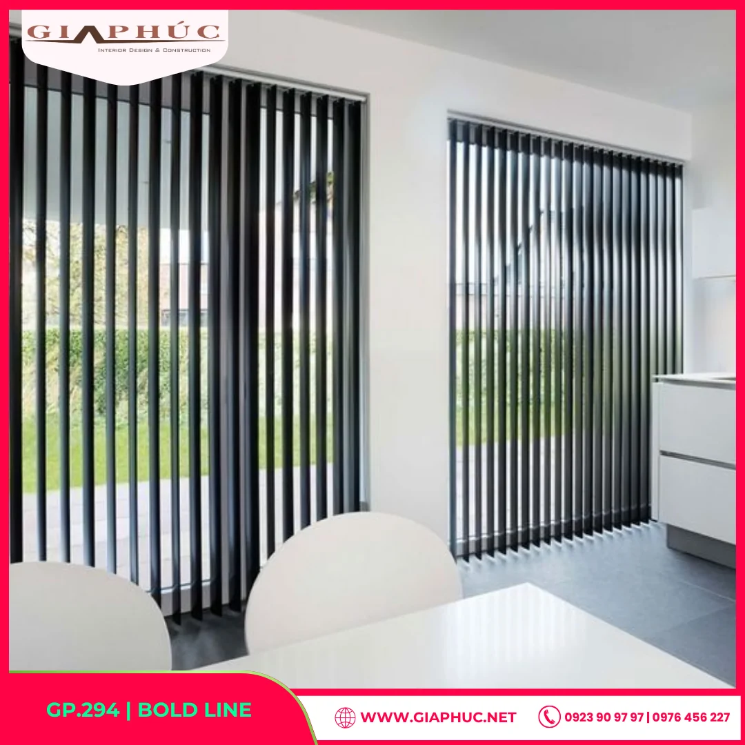 Rèm Sáo Lá Dọc Màu Đen Cá Tính – Bold Line