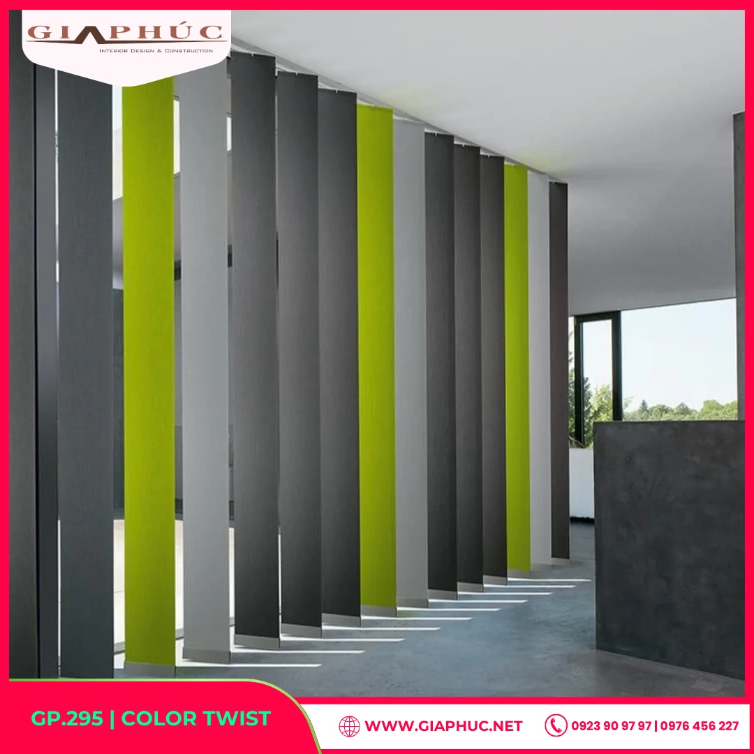 Rèm Sáo Lá Dọc Màu Xám Pha Xanh Lá – Color Twist