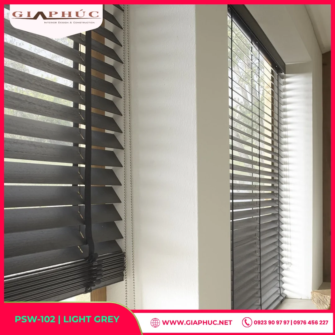 Rèm Sáo Gỗ Màu Xám Ghi Hiện Đại – Light Grey