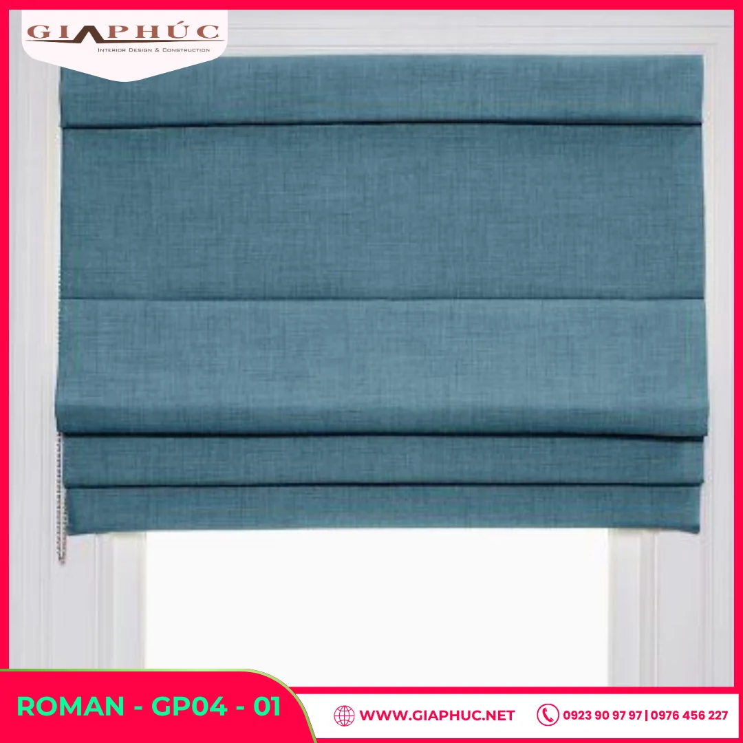 Rèm Roman Màu Xanh Ngọc Phong Cách Hiện Đại